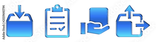 Download Clipboard Hand Export 3D Glossy Gradient Icons Set.Transparent PNG
