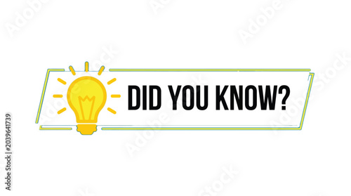 Bright yellow light bulb icon used for a did you know creative information graphic design element