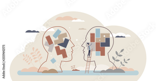 Tableau sur toile Rationality, logical thinking and critical judgment mind tiny person concept, transparent background