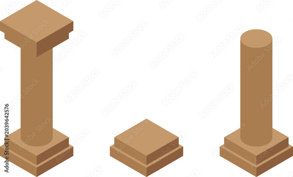 Naklejka premium vector illustration of a stone pillar in a minimalist isometric style