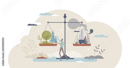 Foto Net zero emissions and carbon dioxide CO2 neutral balance tiny person concept, transparent background