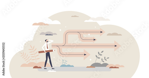 Photos Planning backup with possible business scenario options tiny person concept, transparent background