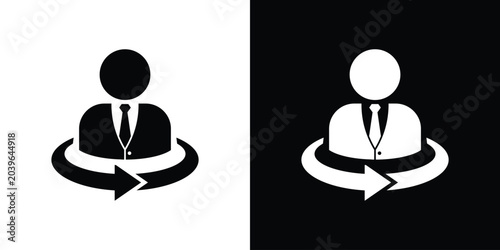 Photos Businessman avatar profile with rotation arrow vector symbol