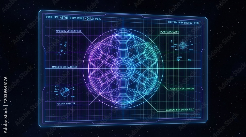 Naklejka premium Futuristic Digital Interface Displaying Data Analysis and Information.