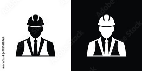 Foto Engineer or builder wearing high visibility safety vest and hardhat