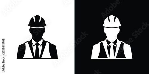 Quadro su tela Engineer or builder wearing high visibility safety vest and hardhat