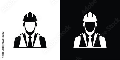 Tableau sur toile Engineer or builder wearing high visibility safety vest and hardhat
