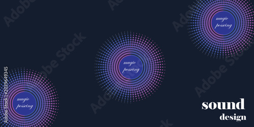 Quadro su tela Vibrant sound design patterns illuminate a dark background with energetic graphics