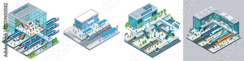 Fotografie Isometric illustrations showcasing modern urban transportation hubs and systems