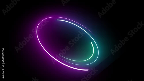 Futuristic Neon Glowing Light Trails and Sci-Fi Circular Energy Rings with Speed of Light Concept