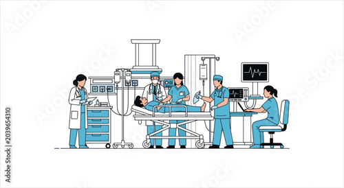 Cuadro en lienzo Medical Team Performing Surgery With Advanced Technology.
