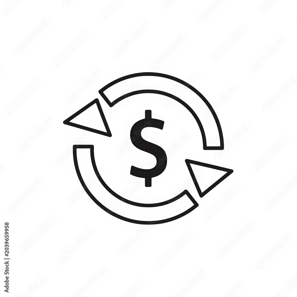 Fototapeta premium Recycling money circular arrows icon