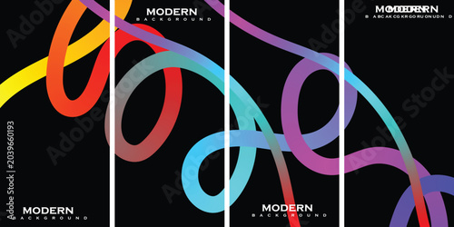 Canvas Print Vibrant colorful abstract graphic design illustration with modern style on black
