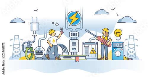 Foto Electrical engineer occupation with high voltage specialty outline concept, transparent background