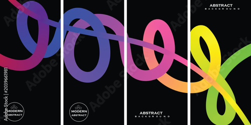 Vibrant abstract artwork features colorful loops on black background