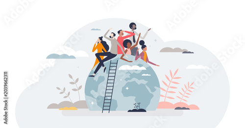 Foto Population of the world with various ethnic groups tiny person concept, transparent background