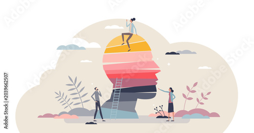 Quadro em tela Diverse thinking and various viewpoint for situation tiny person concept, transparent background