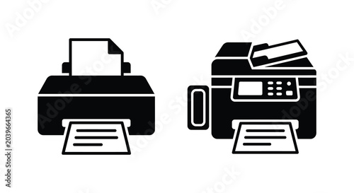 Quadro su tela printer and copier silhouette on white background print copy office equipment do