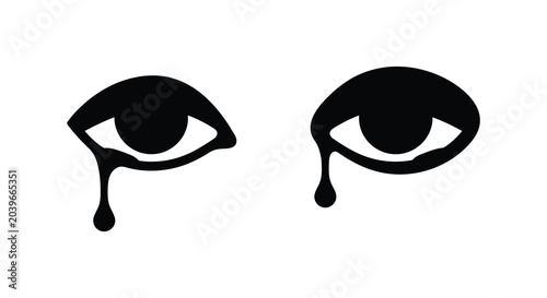 Cuadro en lienzo tearful eyes depicted in black silhouette tears emotional expression face sadnes