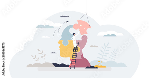 Foto Clinical psychology as mental and behavioral health care tiny person concept, transparent background