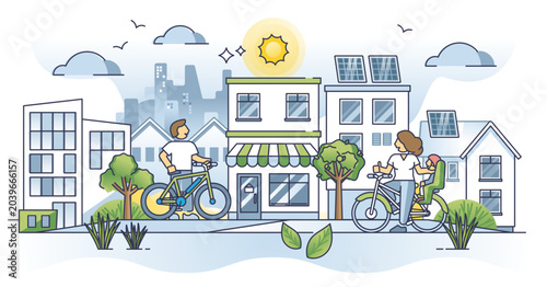 Fotografía Sustainable lifestyle and modern ecological city outline concept, transparent background