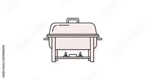 Chafing Dish with Candles Icon Vector Illustration - Minimalist Food Warmer for Catering