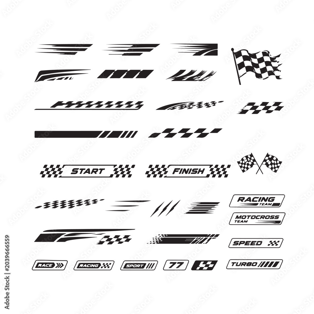 Obraz premium Motorsport-themed vector decal collection