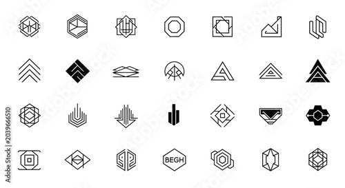 Modern Geometric Logo Designs Collection, Minimalist Abstract Icons Set, Vector Graphics