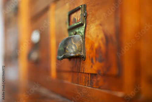 Old drawer with metal handle