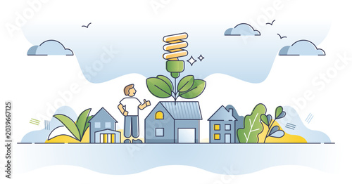 Tableau sur toile Household energy saving and LED lighting bulb consumption outline concept, transparent background