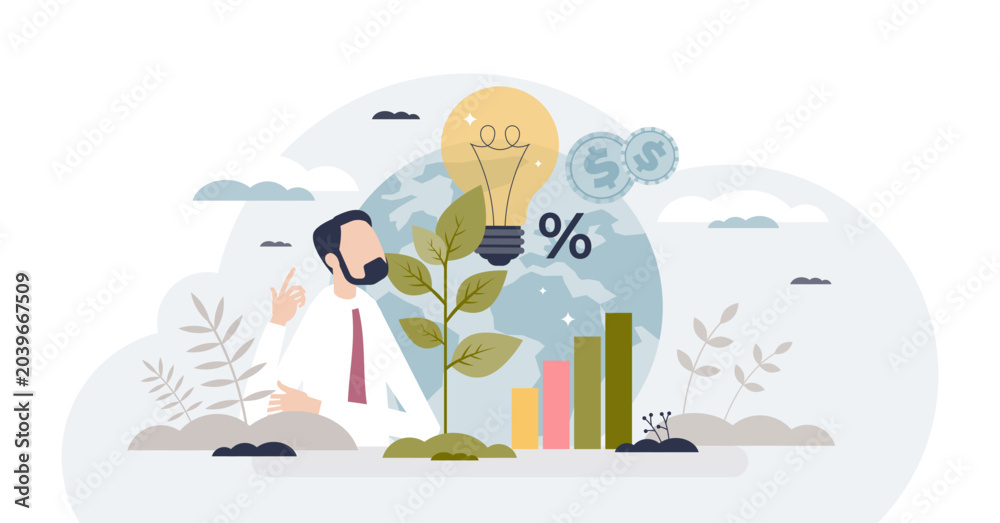 Obraz premium ESG or environmental social governance finance investing tiny person concept, transparent background. Business eco principles with sustainable.