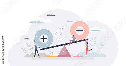 Photos Pros and cons comparison with benefits and risks balance tiny person concept, transparent background