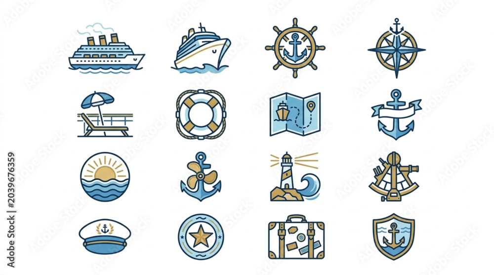 Obraz premium Nautical and Travel-Themed Icons