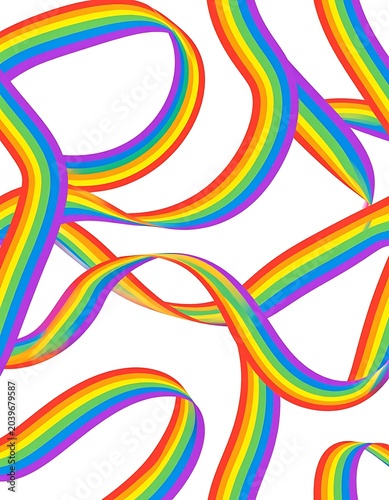 Colorful ribbons float