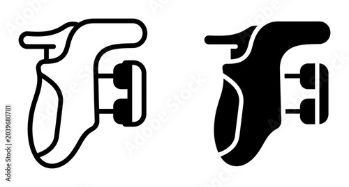 Tableau sur toile Gaming Trigger Controller Icons, Outline and Solid Styles, for Mobile Gaming Int