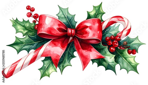 Candy cane holly bow