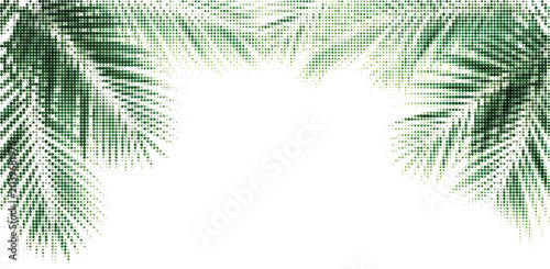 Halftone palm leaves frame vector illustration