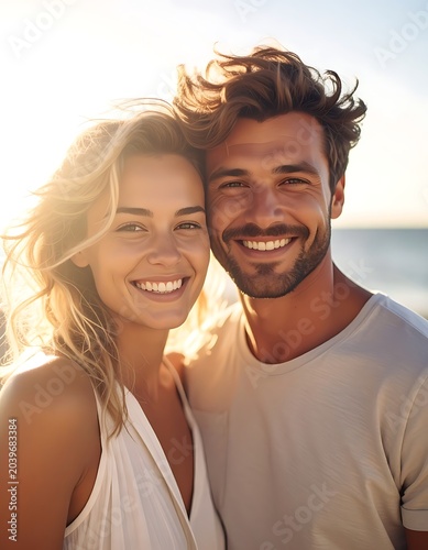 Couple at sunny beach