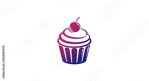 Stylized cupcake icon with cherry on top