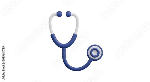 Blue and white 3d medical stethoscope icon