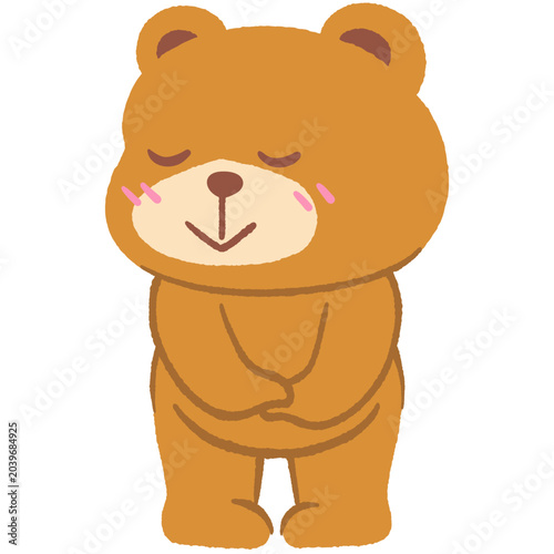 Fotografi Chubby belly adorable male teddy bear shy in love and stand blush bashful flat d