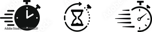 Konstfotografi Fast Response Speed Timer Stopwatch Icon Set, Modern Time Management Clock Symbo