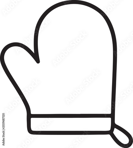 Quadro su tela Minimal line oven mitt icon vector isolated on white background