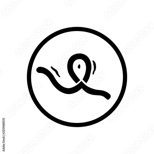 Icon of a single looped Ebola virus filament enclosed within a circular cell vector.
