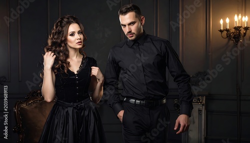 Elegant couple in black