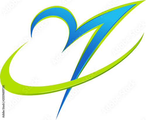 Green Heart Swirl
Green Blue Heart Swirl Logo Icon — Nature Love Brand Design Illustration on Transparent Background