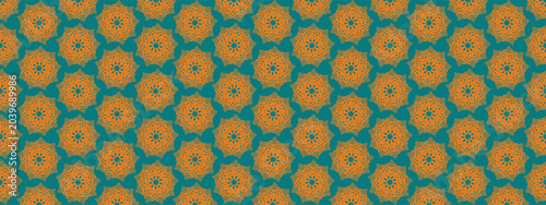 Photos Elegant seamless geometric pattern featuring intricate floral mandala motifs arranged in a repeating layout