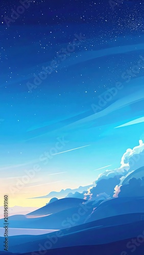 Dreamy sky over hills