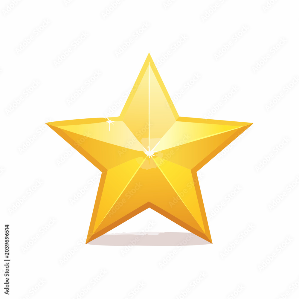 Obraz premium Golden Star Icon Shining Brightly With Reflections and Highlights