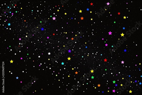 colorful stars on a black background